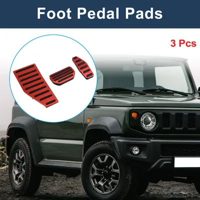 Produktbild von 3 Stück Automatische Fu?pedalauflagen Fu?beschleuniger Pedalabdeckungen für Suzuki Jimny JB70W 2018-2022 Aluminiumlegierung Rot