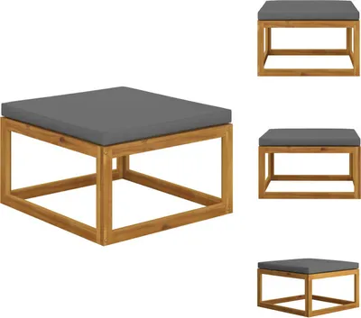 Produktbild von vidaXL Fußhocker mit Dunkelgrauem Polster Akazie Massivholz -  Gartensofaelemente