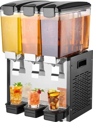 Image de Distributeur commercial de boissons 10 L x 3 réservoirs Distributeur de jus et de boissons glacées
