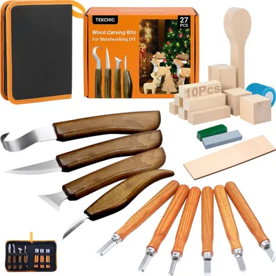 Holzschnitz-Set 26-teilig mit Lindenholz und Aufbewahrung