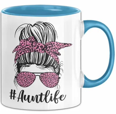 Produktbild von Tante Tasse Geschenk Auntlife Geschenkdiee Für Beste Tante Kaffee-Becher (Blau)