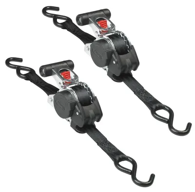Produktbild von Master Lock 3238EURDAT Spanngurt Automatik mit S-Haken und Ratsche, Schwarz, 3 m x 25 mm Gurt, 2-er Set