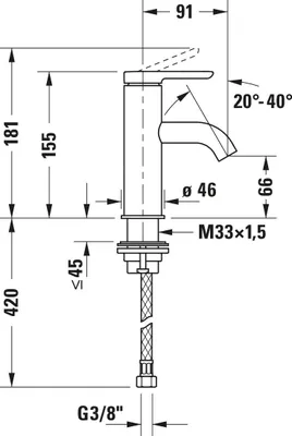 Produktbild von DURAVIT C11013002046 C.1 Einhebel-Waschtischmischer S