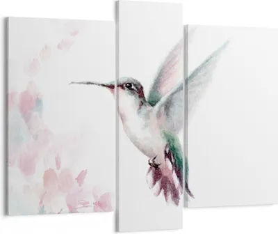 Produktbild von Bild auf Leinwand - Leinwandbild - 3 Teile - Kolibri Aquarell Licht - 95x80cm - Wand Bild - Wanddeko - Wandbilder - Leinwanddruck - Bilder - Wanddekoration - Leinwand bilder - Wandbild - CB95x80-4518