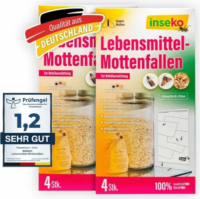 Produktbild von inseko 8x Lebensmittelmotten Falle I insektizidfrei & geruchlos I Lebensmittelmottenfalle Germany - 2 Packungen (442215)