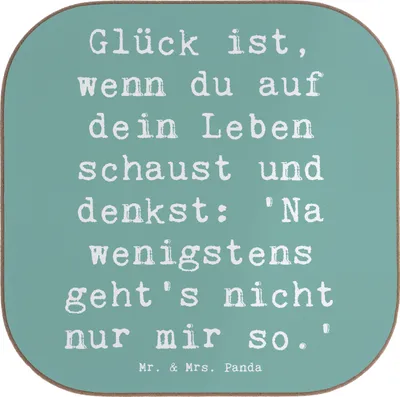 Produktbild von Mr. & Mrs. Panda Tischuntersetzer Spruch Glück Gemeinsam - Meeresbrise - Geschenk, gläseruntersetzer, Untersetzer Gläser, Tassen, Leben, Lebensfreude, für, Stimmung