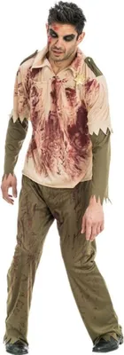 Produktbild von "Zombie Sheriff" Kostüm für Herren | Grün Rot Größe: XL
