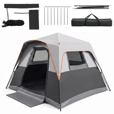 Produktbild von KOMFOTTEU Campingzelt für 6 Personen mit Regendach & Tragetasche, Großes Kuppelzelt mit 2 Dachfenstern & 4 Netzfenstern, Familienzelt für Camping, Hiking & Trekking, 276 x 275 x 185 cm