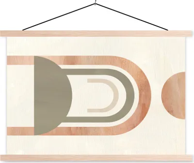 Produktbild von MuchoWow® Textilposter Kreis - Abstrakt - Design 120x80 cm mit holzfarbenen Rahmen - Aufhängeset