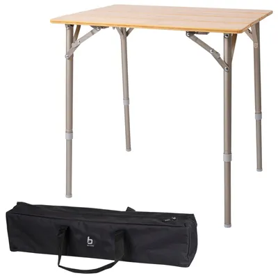 Produktbild von Camping Gartentisch Klapptisch Falttisch - Klappbar verstellbar Alu Bambus Größe: 50 x 65 cm