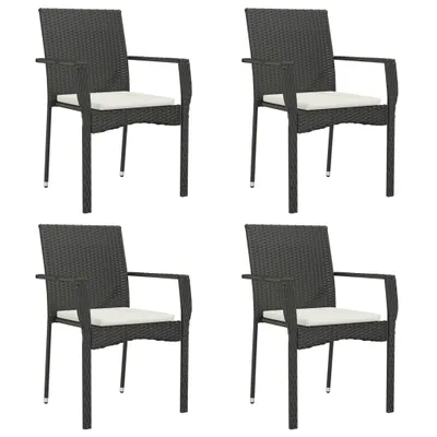 Produktbild von Gartenstühle mit Kissen 4 Stk. Poly Rattan Schwarz