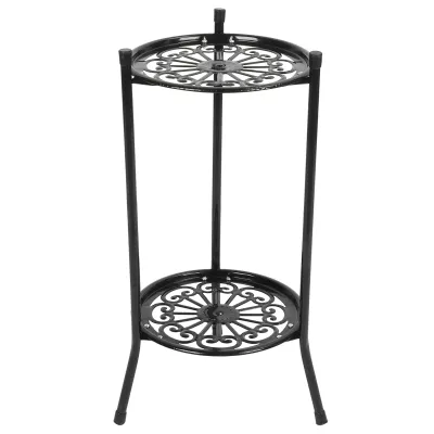 Produktbild von 2-stöckiger Pflanzenständer aus Metall, Blumentopfhalter, Ablageregal, Heimdekoration, Gartenaccessoires, Schwarz