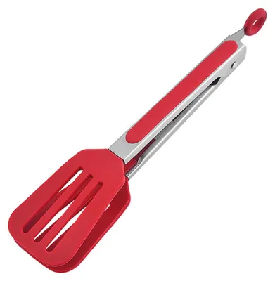 Productafbeelding van Keukentang 26,5 cm van siliconen met RVS handvatten, rood