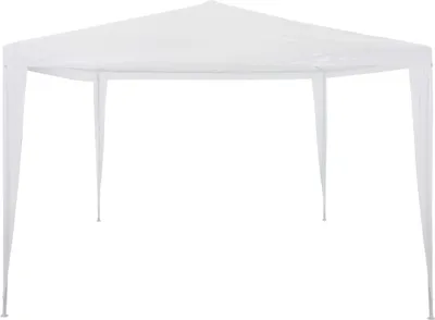 A white party tent with four legs, set against a white background.