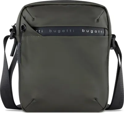 A studio shot of a green messenger bag.