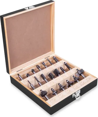 Produktbild von Oberfräser-Bit-Set - YT9-Stahl – 8mm Schaftdurchmesser – 20 Stück | In Holzkiste