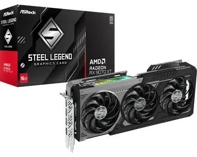 Immagine prodotto di ASROCK Karta graficzna RX 9070 XT STEEL LEGEND DARK 16GB GDDR6 256bit 3DP/HDMI