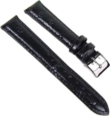 Produktbild von Ersatzband Uhrenarmband Leder schwarz Straußenlederoptik 18mm 19469S