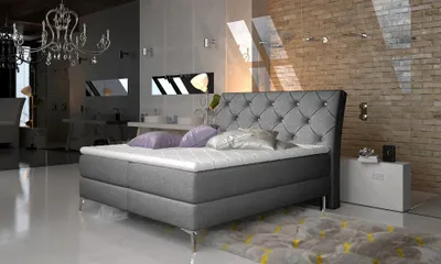 Obrázok produktu pre Kontinentálna posteľ s úložným priestorom 160x200 LIGNORA - antracitová