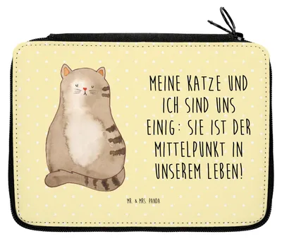 Produktbild von Mr. & Mrs. Panda Schlampermäppchen Katze Sitzen - Gelb Pastell - Geschenk, Cats, Federmappe, Federmäppchen, Mäppchen, Cat, Katzen, Herz, Etui, Bleistiftetui, Federtasche