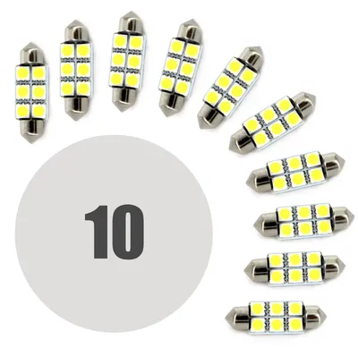 Immagine prodotto di 10 lampadine LED per auto Sofit 41 mm - 108 lumen 6000 K - 6 SMD 1,5 W 12 V - Lunga durata 50.000 ore - Luce bianca brillante 10 pezzi [50982-10]