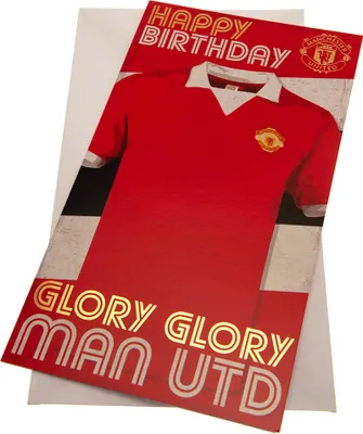 Produktbild von Manchester United FC - Retro - Geburtstagskarte TA11098 (22 cm x 12 cm) (Rot/Gelb)