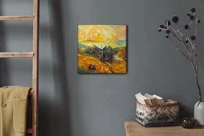 Produktbild von Coloray Hodiny Unikátní 30x30 cm  Tiché hodiny Pro obývací pokoj a kuchyň Nástěnné hodiny Plátno Bílé ručičky hodin - západ slunce