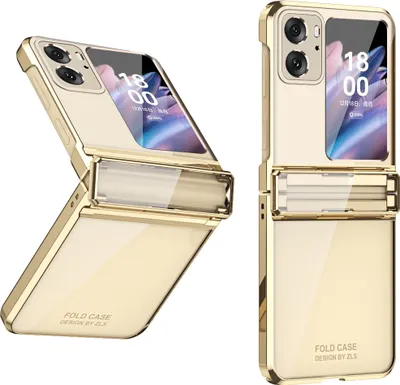 Produktbild von Hülle für Oppo Find N2 Flip Ultradünne Überzug Kristall Klar Schutzhülle mit Scharnierschutz Gold
