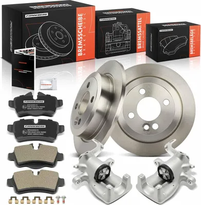 Produktbild von Frankberg 2x Bremssattel+2x Bremsscheiben+4x Bremsbeläge Hinten für MINI R55 R56 R57 R58