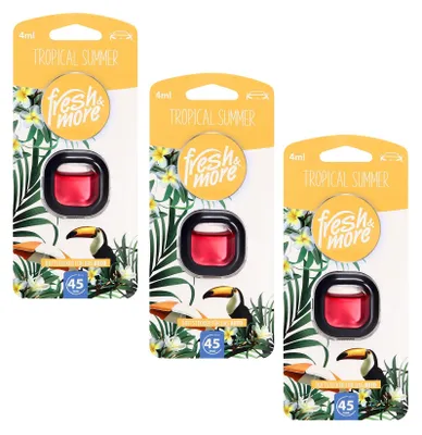 Produktbild von 3x Fresh & More Car Auto-Lufterfrischerclip gegen Gerüche (3x4ml) Tropical Summer