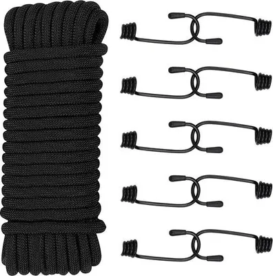Produktbild von Unyqoos® Expander‑Gummiseil 20 m mit 10 Spiralhaken – elastisches Spannseil für Anhängerplane, Motorradtransport, Segel & Zelt