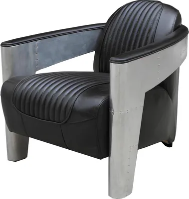 Productafbeelding van Echte lederen design fauteuil, vintage design, fauteuil, televisie, piloot, aviator, vliegtuig