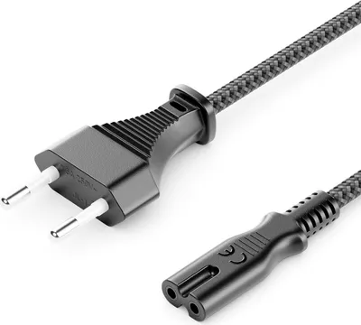 Produktbild von deleyCON 5m Netzkabel Stromkabel Euro-Stecker Typ C auf C7 (Nylon Kabel) Eurokabel Flachstecker 2,5A für C8 Buchse TV, Soundbar, PS4, PS5, Netzteile, Kleingeräte usw. - Grau