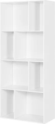 Produktbild von Bücherregal mit 8 Fächern – stilvoller Aufbewahrungsschrank – stabiler MDF-Fächerschrank – modernes weißes Design – 60 x 29 x 143 cm