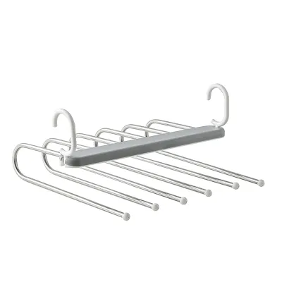 Obrázek produktu pro Skládací kalhoty Rack 6 vrstev multifunkční skládací nerezové kalhoty věšáky ručník skříň organizátor šedá