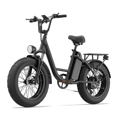 Immagine prodotto di Qekud Fat-Tire E-Bike 20" Bicicletta elettrica da trekking E-bike MTB  E-bike con batteria da 48 V e 15,6 Ah,  cambio SHIMANO a 7 velocità, velocità massima 25 km/h, sospensioni a 4 bracci, colore nero