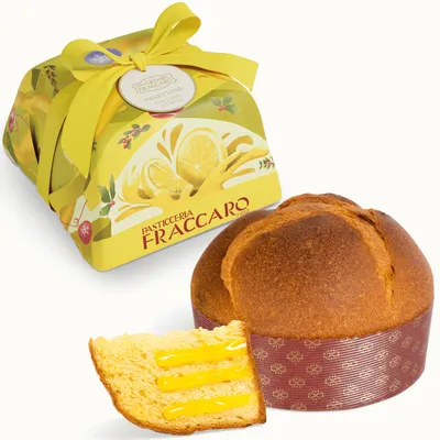 Produktbild von Handwerklicher Panettone gefüllt mit Limoncello-Creme (750 g), Pasticceria Fraccaro 1932 – mit Mutterhefe, handwerklich verpackt – Italy