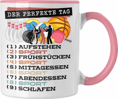 Produktbild von Trendation - Sportler Tasse Geschenk für Ballsportler Spruch Der Perfekte Tag Geschenkidee Lustig (Rosa)
