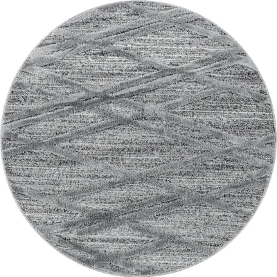 Produktbild von Teppich Wohnzimmer Hochflor Grau 200x200 Rund Boho-Design
