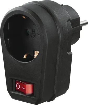 Produktbild von Steckdosenadapter, Schutzkontakt-Steckdose, Schalter, Schwarz (00223214)