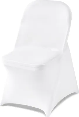 Zdjęcie produktu dla VEVOR pokrowce na krzesła pokrowce na krzesła stretch 150 szt. zmywalne i zdejmowane pokrowce na krzesła wykonane z poliestru spandex na wesela, bankiety w jadalni, odpowiednie na składane krzesła (45 x 46 x 77 cm) białe