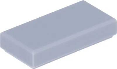 A single, light gray LEGO tile is shown from a diagonal angle against a white background.