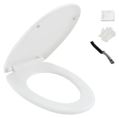 Produktbild von G.mütlich Toilettendeckel weiß oval mit Absenkautomatik, robuster WC-Sitz aus PP, abnehmbare Klobrille inkl. Montage Reinigungskit