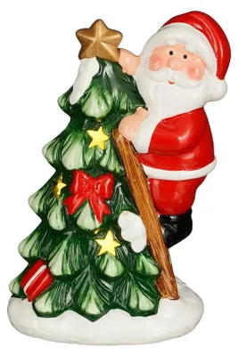 Produktbild von Roter Weihnachtsmann Dekoration mit LED-Beleuchtung, 9 x 6 x 15 cm