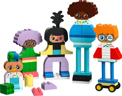 Produktbild von LEGO DUPLO Town Baubare Menschen mit großen Gefühlen, Lernspielzeug für Kinder ab 3 Jahren, enthält 5 Figuren mit 10 Gesichtern für Rollenspiele, 71 Steine zum Kombinieren und Gestalten 10423