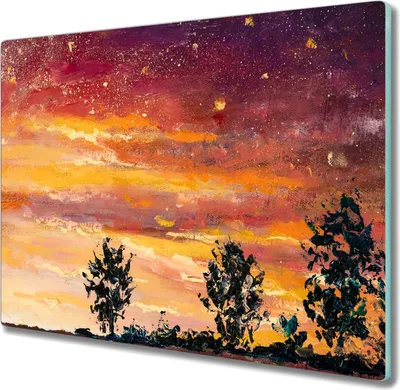 Produktbild von Coloray Hackbrett Herdabdeckplatte 60x52 cm Küchenbrett Kochplattenabdeckung Schneidebrett - Bäume Himmel
