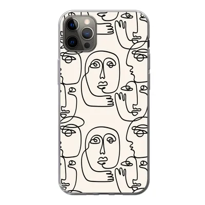 Produktbild von MuchoWow® Handyhülle Schutzhülle Hülle für iPhone 13 Pro Max Gesicht - Muster - Strichzeichnung Silikon Softcase Handy Hülle - Mobiltelefon