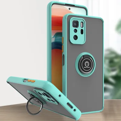 Produktbild von Xiaomi Poco X3 GT Hülle, Ring Halter Ständer Matte Transluzent TPU Rahmen Stoßfest Schutzhülle für Xiaomi Poco X3 GT Hellblau