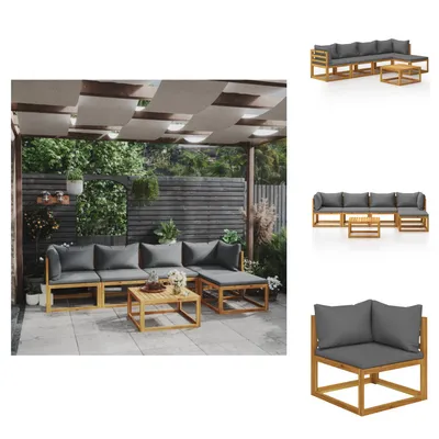 Image de vidaXL Ensemble de salon de jardin 6 pièces avec coussins en bois massif d'acacia - Ensembles de meubles de jardin