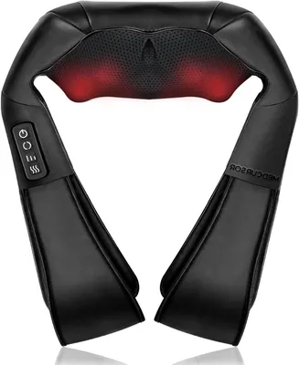 Produktbild von Ein Schultermassagegerät – Shiatsu-Kissen – zur Linderung von Muskelverspannungen – mit Wärmefunktion – 3556 x 1778 cm – Schwarz